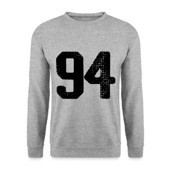 94 number jersey - Unisex Sweatshirt - salt & pepper - Front - Alina (178cm) & Michal (187cm)