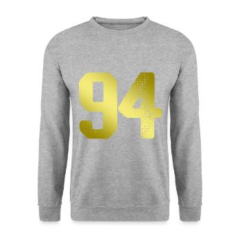 94 Number jersey - Unisex Sweatshirt - salt & pepper - Front - Alina (178cm) & Michal (187cm)