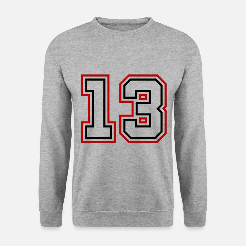 13 Zahl nummer - Unisex Pullover - Weißgrau meliert