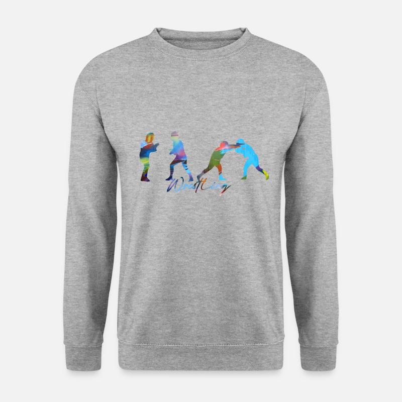 wrestling,sport,wrestler,graffiti,bunt - Unisex Pullover - Weißgrau meliert