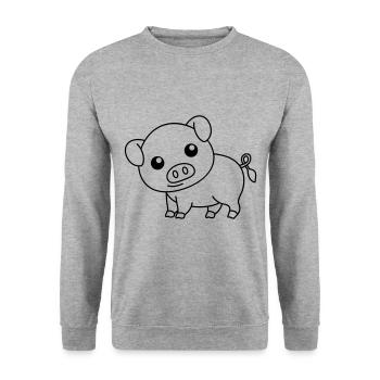 Cochon Comic Animal - Sweat-shirt Unisexe - gris chiné - Devant - Alina (178cm) & Michal (187cm)