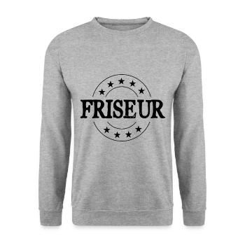 Friseur Beruf - Unisex Pullover - Weißgrau meliert - Vorne - Alina (178cm) & Michal (187cm)