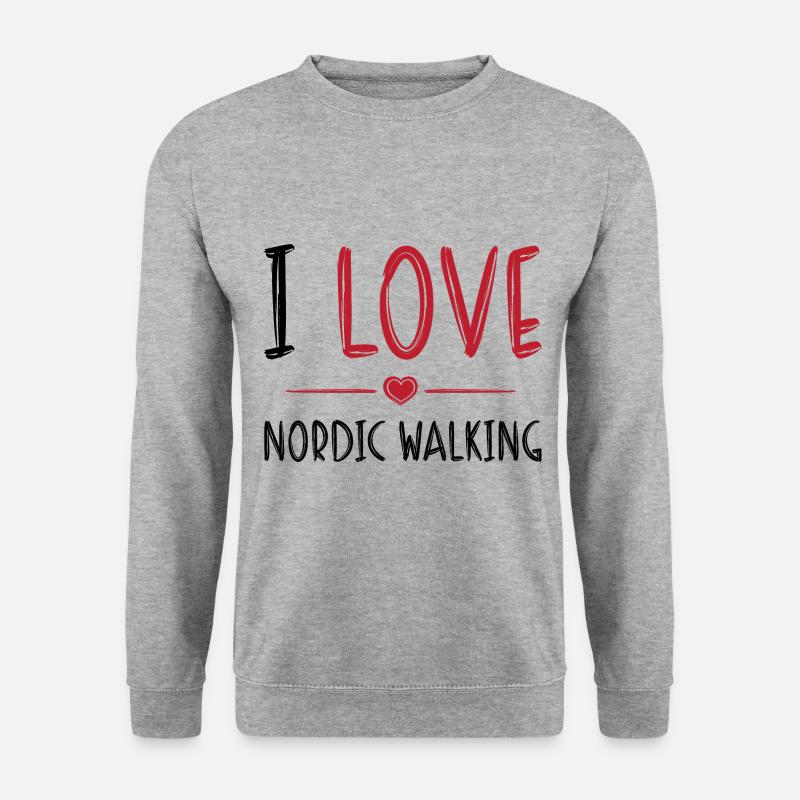 Ich liebe Nordic Walking - Unisex Pullover - Weißgrau meliert