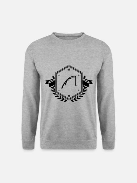Angelrute angeln wappen - Unisex Pullover - Weißgrau meliert