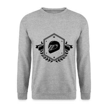 Racing driver helm racing crest - Unisex Sweatshirt - salt & pepper - Front - Alina (178cm) & Michal (187cm)