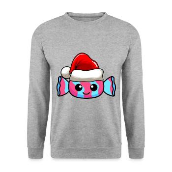 Bonbons Weihnachten Comic Xmas - Unisex Pullover - Weißgrau meliert - Vorne - Alina (178cm) & Michal (187cm)