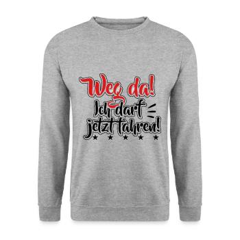 Führerschein bestanden Fahrprüfung Fahranfänger - Unisex Pullover - Weißgrau meliert - Vorne - Alina (178cm) & Michal (187cm)