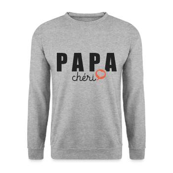 Papa cheri cadeau personnalisé papa fete - Sweat-shirt Unisexe - gris chiné - Devant - Alina (178cm) & Michal (187cm)