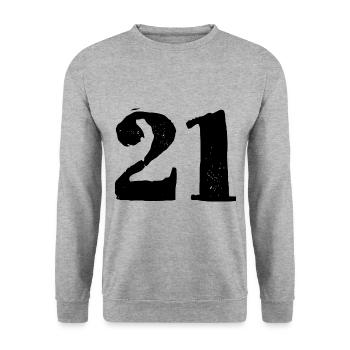 21 number jersey - Unisex Sweatshirt - salt & pepper - Front - Alina (178cm) & Michal (187cm)