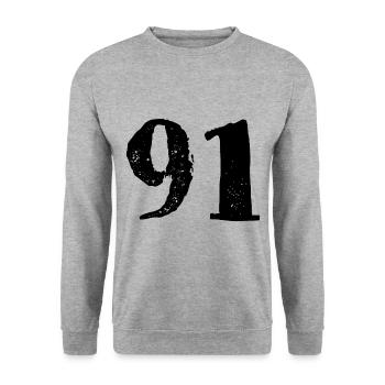 Maillot à 91 numéros - Sweat-shirt Unisexe - gris chiné - Devant - Alina (178cm) & Michal (187cm)