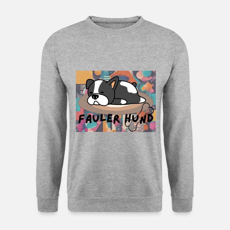 Fauler Hund Logo schlafen - Unisex Pullover - Weißgrau meliert