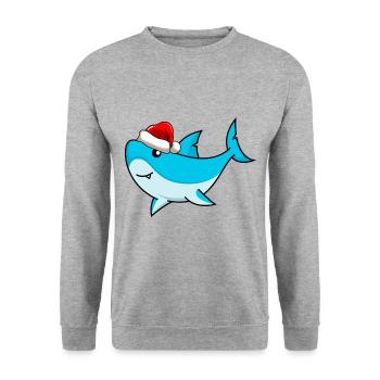 Hai Comic Weihnachten - Unisex Pullover - Weißgrau meliert - Vorne - Alina (178cm) & Michal (187cm)