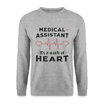 Medizinische Assistentin Herz Medizin Geschenk - Unisex Pullover - Weißgrau meliert - Vorne - Alina (178cm) & Michal (187cm)