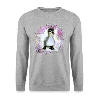 ente, entenbaby, küken ,graffiti,pink,baby - Unisex Pullover - Weißgrau meliert - Vorne - Alina (178cm) & Michal (187cm)