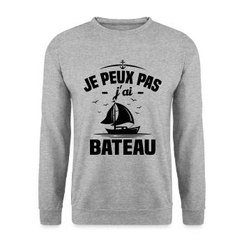 Je peux pas j'ai bateau - Sweat-shirt Unisexe - gris chiné - Devant - Alina (178cm) & Michal (187cm)