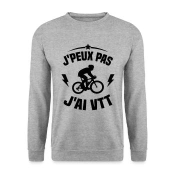 Je Peux Pas J'ai VTT - Sweat-shirt Unisexe - gris chiné - Devant - Alina (178cm) & Michal (187cm)