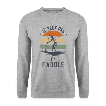 Je peux pas j'ai Paddle humour cadeau - Sweat-shirt Unisexe - gris chiné - Devant - Alina (178cm) & Michal (187cm)