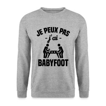 Je peux pas j'ai babyfoot humour cadeau - Sweat-shirt Unisexe - gris chiné - Devant - Alina (178cm) & Michal (187cm)