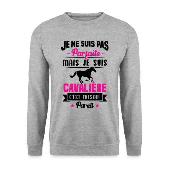 Je ne suis pas parfaite mais je suis cavalière - Sweat-shirt Unisexe - gris chiné - Devant - Alina (178cm) & Michal (187cm)