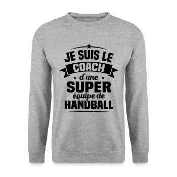 Je Suis Le Coach D'une Super Équipe De Handball - Sweat-shirt Unisexe - gris chiné - Devant - Alina (178cm) & Michal (187cm)