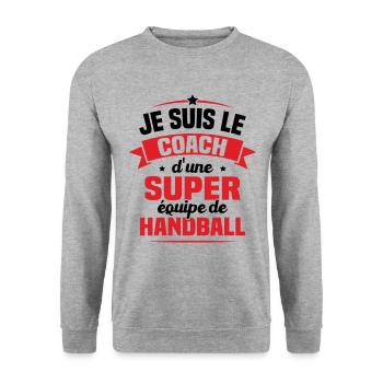 Je Suis Le Coach D'une Super Équipe De Handball - Sweat-shirt Unisexe - gris chiné - Devant - Alina (178cm) & Michal (187cm)