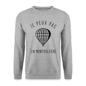 Je peux pas j'ai montgolfière - Sweat-shirt Unisexe - gris chiné - Devant - Alina (178cm) & Michal (187cm)