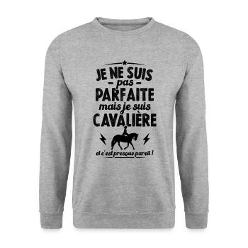 Je ne suis pas parfaite mais je suis Cavalière - Sweat-shirt Unisexe - gris chiné - Devant - Alina (178cm) & Michal (187cm)