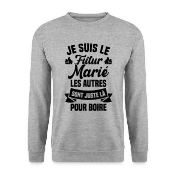 Je suis le futur marié humour cadeau futur marié - Sweat-shirt Unisexe - gris chiné - Devant - Alina (178cm) & Michal (187cm)