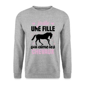Juste une fille qui aime les chevaux humour - Sweat-shirt Unisexe - gris chiné - Devant - Alina (178cm) & Michal (187cm)