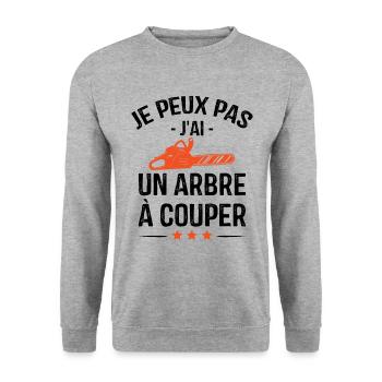 Je Peux Pas J'ai Un Arbre à Couper - Sweat-shirt Unisexe - gris chiné - Devant - Alina (178cm) & Michal (187cm)