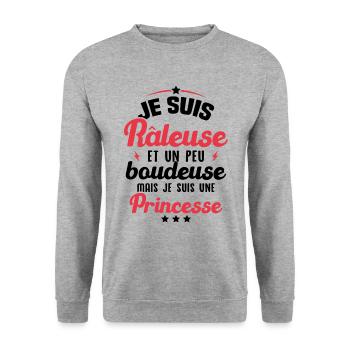 Un peu boudeuse mais je suis une princesse - Sweat-shirt Unisexe - gris chiné - Devant - Alina (178cm) & Michal (187cm)
