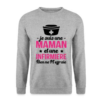 Je suis une maman et une infirmière humour cadeau - Sweat-shirt Unisexe - gris chiné - Devant - Alina (178cm) & Michal (187cm)