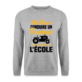 Né pour conduire un tracteur humour cadeau - Sweat-shirt Unisexe - gris chiné - Devant - Alina (178cm) & Michal (187cm)