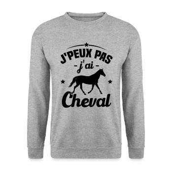 J'peux pas j'ai cheval - Sweat-shirt Unisexe - gris chiné - Devant - Alina (178cm) & Michal (187cm)