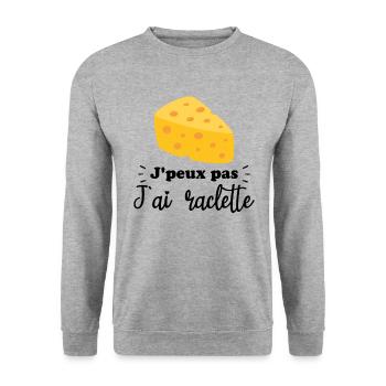 J'peux pas j'ai raclette - Sweat-shirt Unisexe - gris chiné - Devant - Alina (178cm) & Michal (187cm)