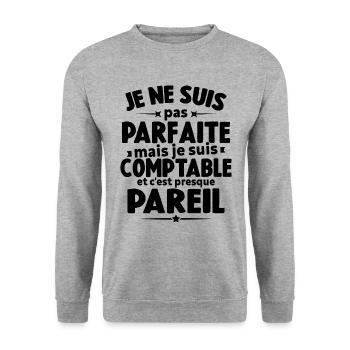 Pas parfaite mais je suis comptable humour cadeau - Sweat-shirt Unisexe - gris chiné - Devant - Alina (178cm) & Michal (187cm)