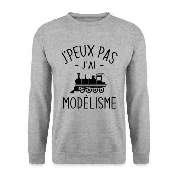 Je Peux Pas J'ai Modélisme Humour Cadeau - Sweat-shirt Unisexe - gris chiné - Devant - Alina (178cm) & Michal (187cm)