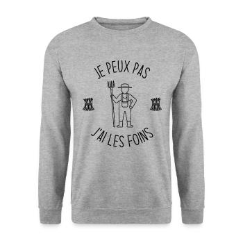 Je Peux Pas J'ai Les Foins - Sweat-shirt Unisexe - gris chiné - Devant - Alina (178cm) & Michal (187cm)