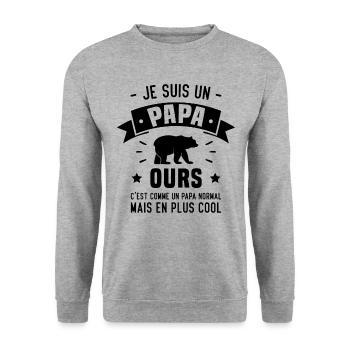 Je suis un Papa Ours Plus Cool Humour Cadeau - Sweat-shirt Unisexe - gris chiné - Devant - Alina (178cm) & Michal (187cm)