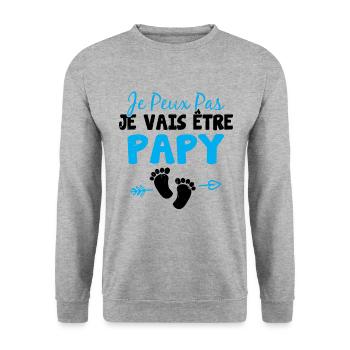 Je peux pas je vais être papy Cadeau Grand-père - Sweat-shirt Unisexe - gris chiné - Devant - Alina (178cm) & Michal (187cm)
