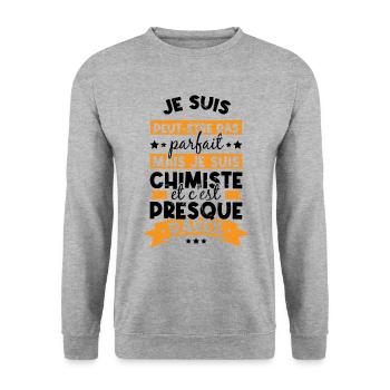 Pas parfait mais je suis chimiste humour cadeau - Sweat-shirt Unisexe - gris chiné - Devant - Alina (178cm) & Michal (187cm)