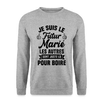 Je suis le futur marié humour cadeau futur marié - Sweat-shirt Unisexe - gris chiné - Devant - Alina (178cm) & Michal (187cm)