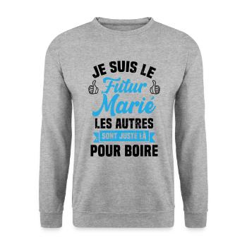 Je suis le futur marié humour cadeau futur marié - Sweat-shirt Unisexe - gris chiné - Devant - Alina (178cm) & Michal (187cm)