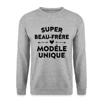 Super beau-frére modéle unique cadeau beau-frére - Sweat-shirt Unisexe - gris chiné - Devant - Alina (178cm) & Michal (187cm)