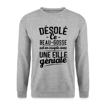 Ce beau gosse est en couple avec une fille géniale - Sweat-shirt Unisexe - gris chiné - Devant - Alina (178cm) & Michal (187cm)