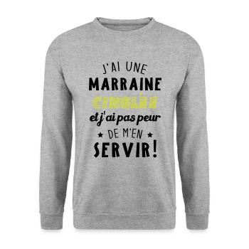J'ai une marraine cinglée et je peux m'en servir - Sweat-shirt Unisexe - gris chiné - Devant - Alina (178cm) & Michal (187cm)
