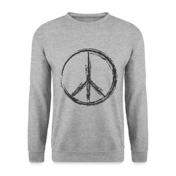 Frieden Zeichen - Unisex Pullover - Weißgrau meliert - Vorne - Alina (178cm) & Michal (187cm)