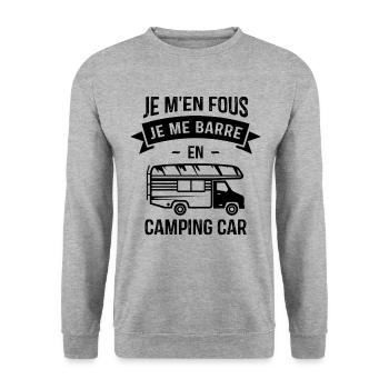 Je m'en fous je me barre en camping-car - Sweat-shirt Unisexe - gris chiné - Devant - Alina (178cm) & Michal (187cm)