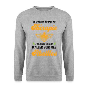 J'ai juste besoin d'aller voir mes abeilles - Sweat-shirt Unisexe - gris chiné - Devant - Alina (178cm) & Michal (187cm)