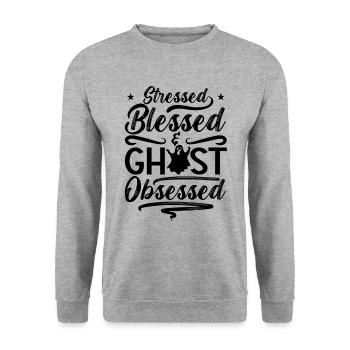 Geisterjäger Gruselig Geisterjagd Geschenkidee - Unisex Pullover - Weißgrau meliert - Vorne - Alina (178cm) & Michal (187cm)